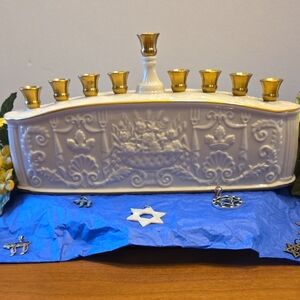 Vintage Lenox Elegant Ivory and Gold Menorah